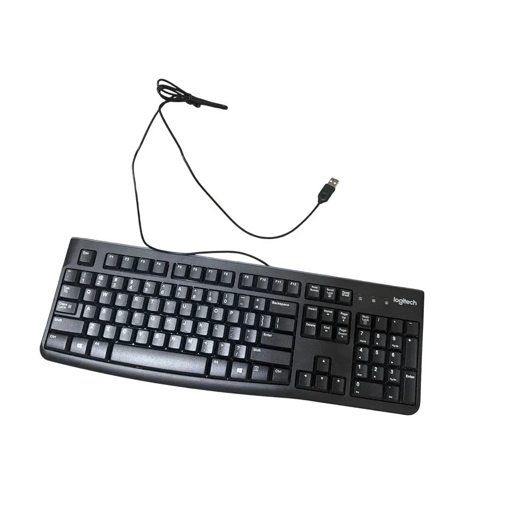 Logitech K120 Wired USB Keyboard Black Full Size Spill-Resistant Y-U0009